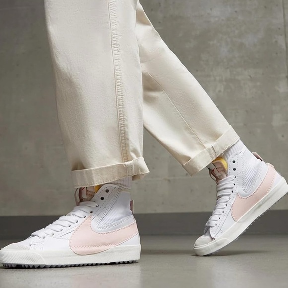 Nike Shoes - Nike W Blazer Mid 77 Jumbo  Women Casual Shoes White/Pink Oxford